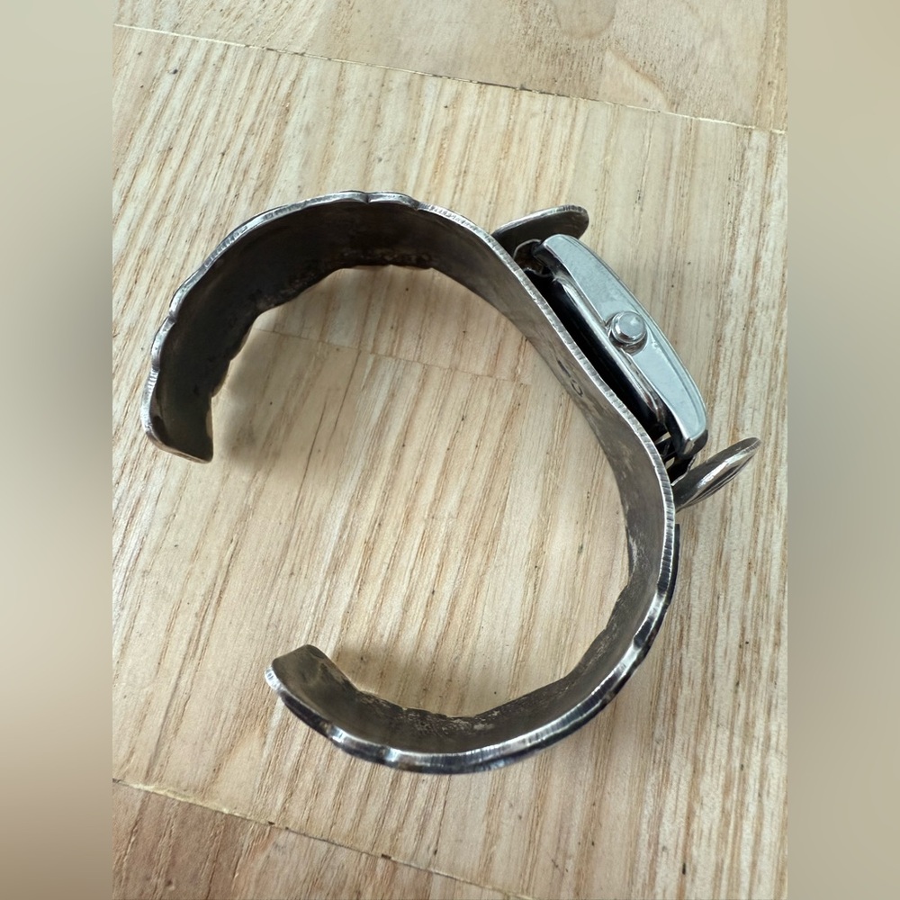 Southwestern Sterling silver turquoise watch cuff bracelet citizen eco drive - Picture 10 of 15
